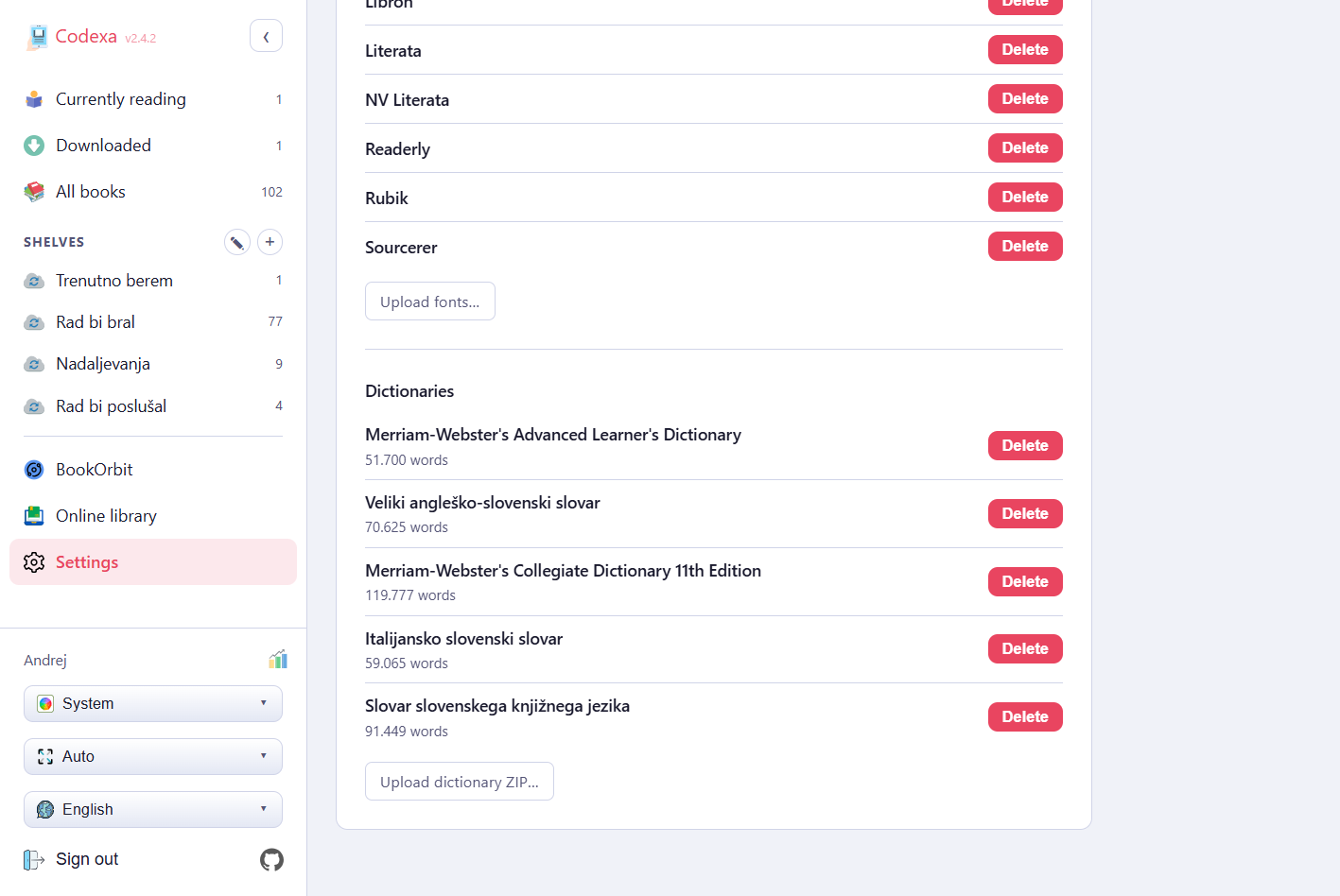 Admin settings