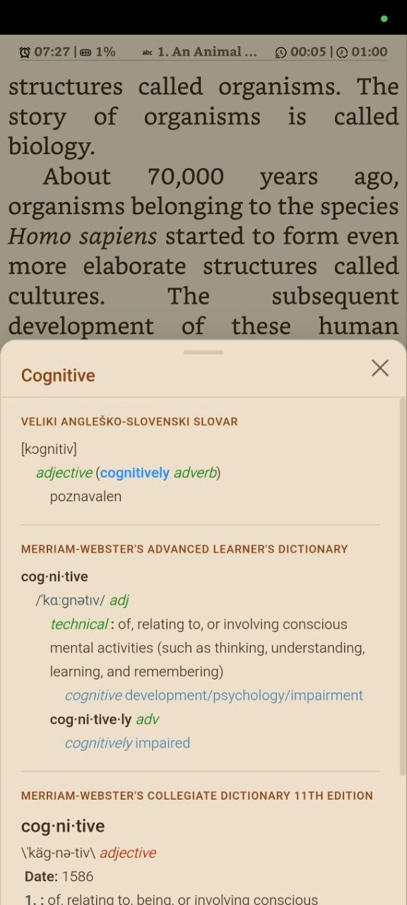 Dictionary on mobile